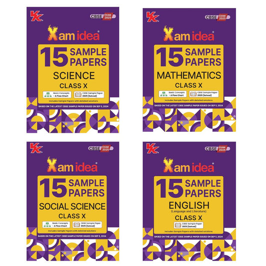 Xam Idea CBSE 15 Sample Paper English, Mathematics, Science & Social Class 10 - Set of 4 Books - Latest for 2025 Examination - Paperback (EXCLUSIVE DISCOUNT!)