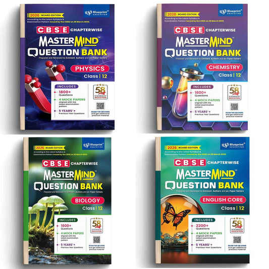 Blueprint Mastermind Question Bank Class 12 Physics, Chemistry, English and Biology. Set of 4 Books for 2025-26 Examination - Paperback