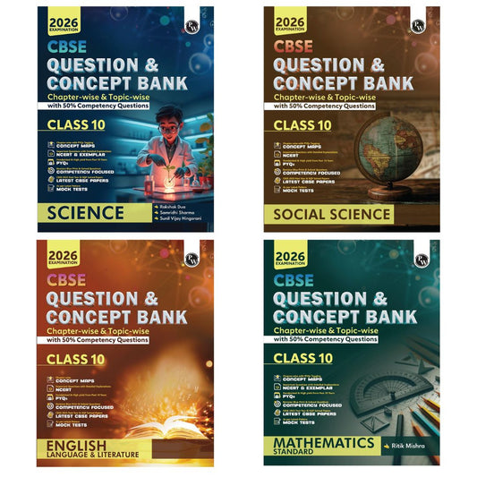 Physics Wallah (PW) CBSE Question Bank Mathematics, Science, Social Science, English Language & Literature For Class 10 (Set of 4 Books) - Latest For 2026 Examination
