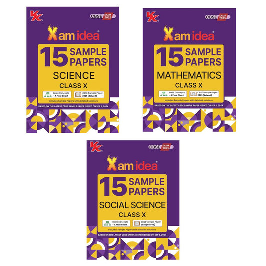 Xam Idea CBSE 15 Sample Paper Mathematics, Science & Social Class 10 - Set of 3 Books - Latest for 2025 Examination - Paperback (EXCLUSIVE DISCOUNT!)