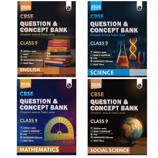 Physics Wallah (PW) CBSE Question Bank Mathematics, Science, Social Science, English Language & Literature For Class 9 (Set of 4 Books) - Latest For 2026 Examination