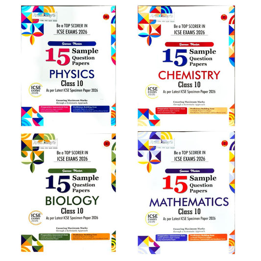 Arun Deep’s Success Mentor ICSE 15 Sample Question Papers of Physics, Chemistry, Biology & Mathematics for Class 10 - Set of 4 Books - For 2026 Examination. Paperback