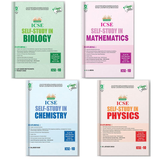 Evergreen ICSE Self Study in Physics, Chemistry, Biology & Mathematics for Class 10 - Set of 4 Books - Latest for 2026 Examination