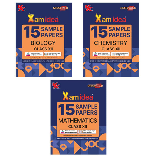 Xam Idea CBSE 15 Sample Paper Biology, Chemistry & Mathematics Class 12 - Set of 3 Books - Latest for 2025 Examination (EXCLUSIVE DISCOUNT!)