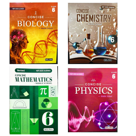 Selina Class 6 Middle School Concise Physics, Concise Chemistry, Concise Biology & Concise Mathematics - Combo of 4 Books - Latest For 2025-26 Session. Paperback