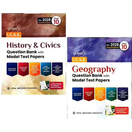 Goyal ICSE Question Bank History & Civics and Geography Question Bank with Model Test Papers Class 10 for 2026 Examinations - Combo of 2 Books - Paperback Edition