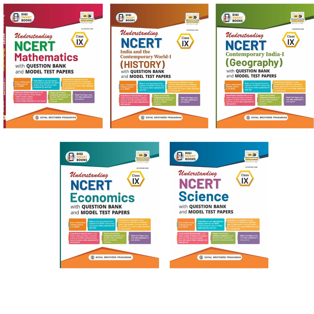 Goyal Understanding NCERT Geography, History, Economics. Science and Mathematics with Question Bank and Model Test Paper Class 9 - Set of 5 Books - Latest for 2026 Examinations - Paperback Edition