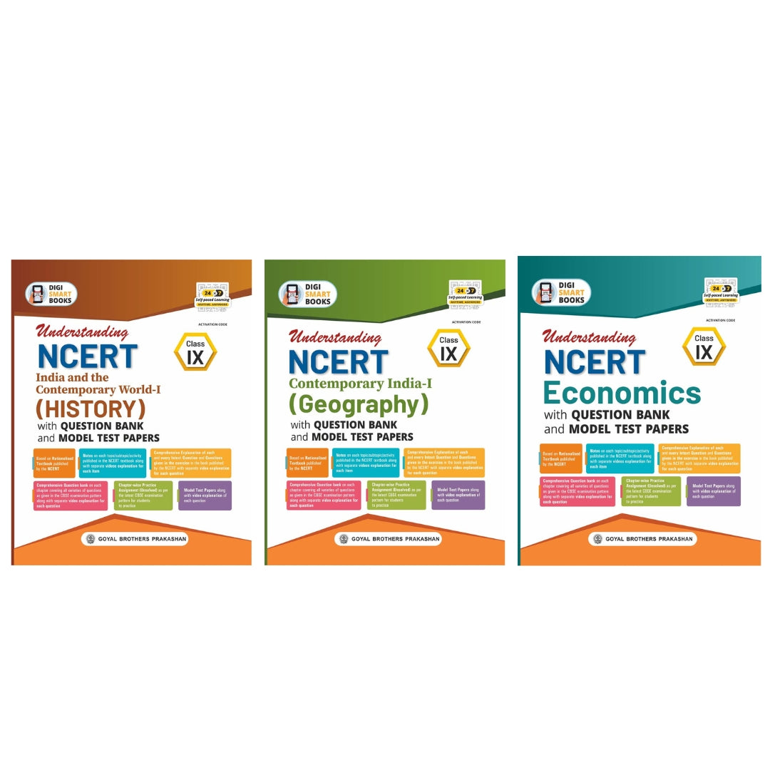 Goyal Understanding NCERT Geography, History and Economics with Question Bank and Model Test Paper Class 9 - Set of 3 Books - Latest for 2026 Examinations - Paperback Edition