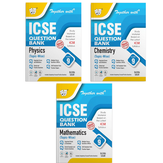 Together With ICSE Physics, Chemistry & Mathematics Question Bank Class 9 - Set of 3 Books - Solved & Practice Papers for Exam 2025 (Paperback)