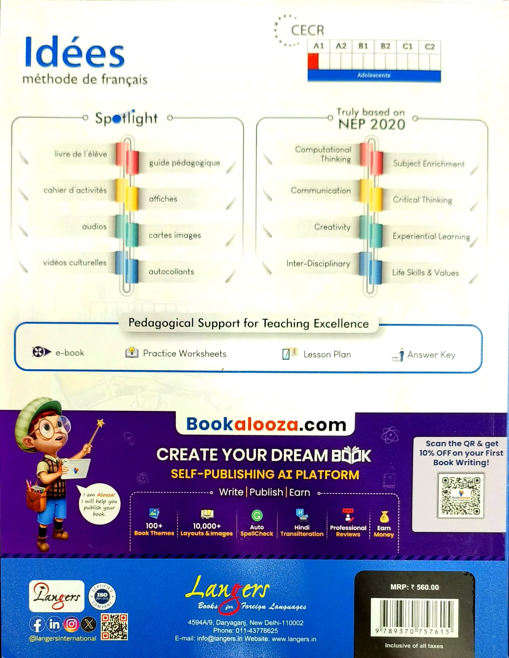 Langers Idees Methode de Francais Textbook and Cahier d' activites Workbook for Level 0 (Ver.3) _ Set of 2 Books - Latest Edition