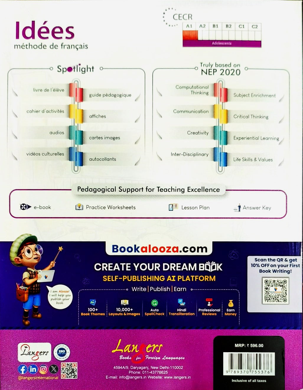 Langers Idees Methode de Francais Textbook and Cahier d' activites Workbook for Level 3 (Ver.3) _ Set of 2 Books - Latest Edition