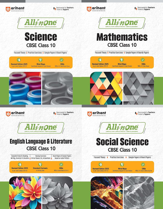 Arihant All in One CBSE Science, Mathematics, Social Science, English Language & Literature (Set of 4 Books) For Class 10 - Paperback for 2024-25