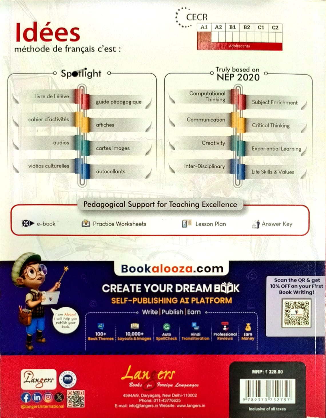 Langers Idees Methode de Francais Textbook and Cahier d' activites Workbook for Level 2 (Ver.3) _ Set of 2 Books - Latest Edition