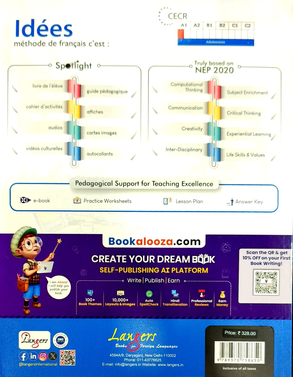 Langers Idees Methode de Francais Textbook and Cahier d' activites Workbook for Level 0 (Ver.3) _ Set of 2 Books - Latest Edition