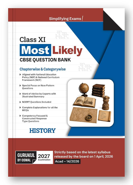 Oswal Gurukul History Most Likely CBSE Question Bank Class 11 for 2027 Examination. Paperback