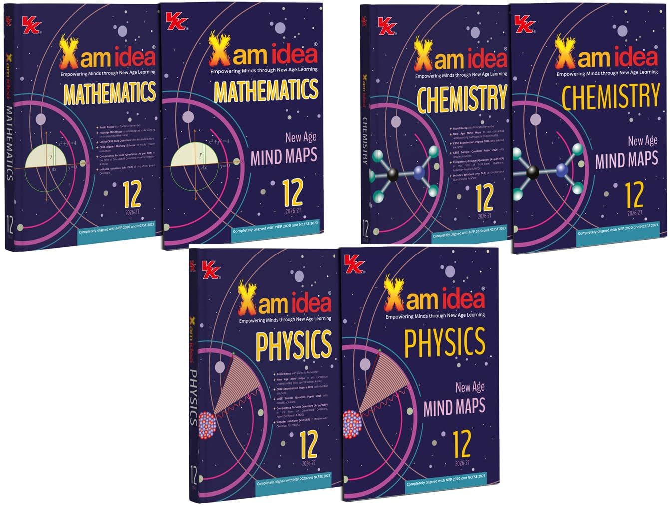 Xam Idea Physics, Chemistry & Mathematics Class 12_  Set of 3 Books_ Mind Maps | Solved NCERT | Solved PYQs | MCQs, A-R, Case-based, VSA, SA, LA Questions | Solved 2026 CBSE Examination & Sample Papers_ Latest for 2026-27 Examinations