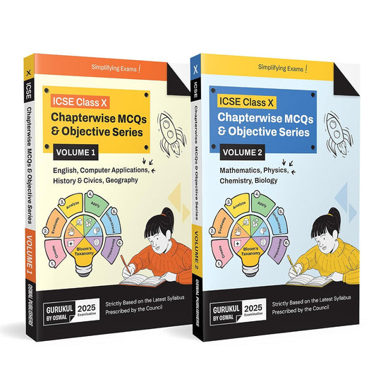 Oswal Gurukul Chapterwise MCQs & Objective Series Volume I & II for ICSE 10 - Set of 2 Books - Latest for 2025 Examinations